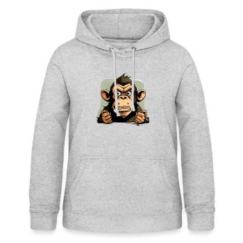 Basil der Schimpanse - Frauen Hoodie - Hellgrau meliert - Vorne - AI Model Female 172 light (172cm)