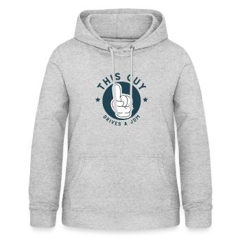 This Guy drives a JDM - Frauen Hoodie - Hellgrau meliert - Vorne - AI Model Female 172 light (172cm)