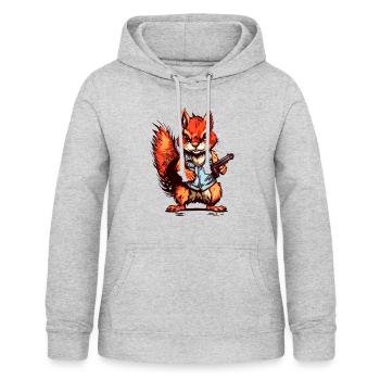 Eichhörnchen als bewaffneter Söldner - Frauen Hoodie - Hellgrau meliert - Vorne - AI Model Female 172 light (172cm)