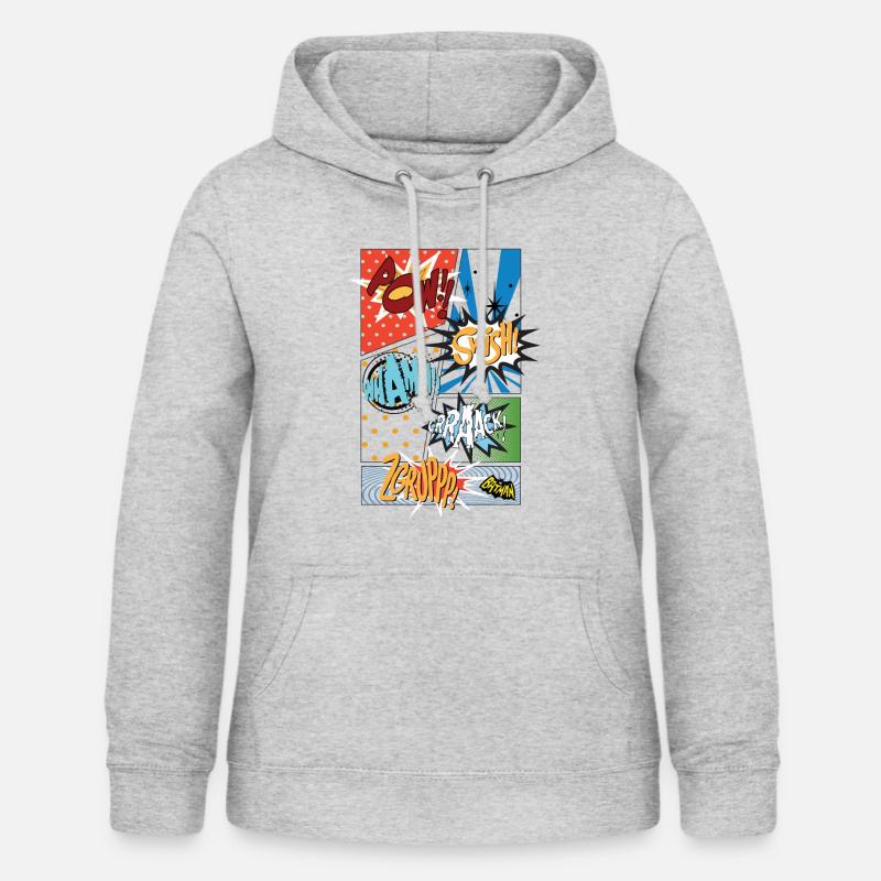 DC Comics Batman Coole Soundeffekte Panels - Frauen Hoodie - Hellgrau meliert