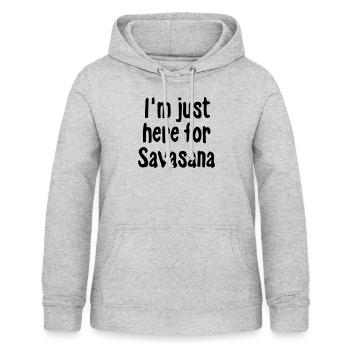 Juste Savasana - Sweat à capuche Femme - gris clair chiné - Devant - AI Model Female 172 light (172cm)
