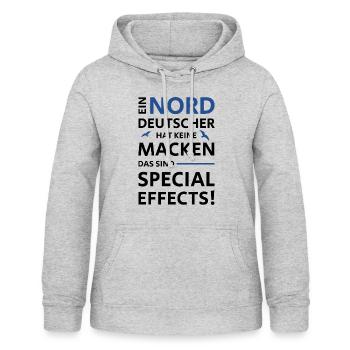 NORDDEUTSCHE MACKEN SPECIAL EFFECTS - Frauen Hoodie - Hellgrau meliert - Vorne - AI Model Female 172 light (172cm)