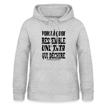 voici à quoi ressemble une tata qui déchire - Sweat à capuche Femme - gris clair chiné - Devant - AI Model Female 172 light (172cm)