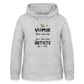 Vomito fille bourrée drôle alcool vomir soirée - Sweat à capuche Femme - gris clair chiné - Devant - AI Model Female 172 light (172cm)