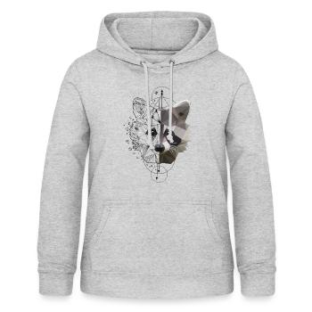 Low Poly Art Waschbär Racoon Cooles Polygon Tattoo - Frauen Hoodie - Hellgrau meliert - Vorne - AI Model Female 172 light (172cm)
