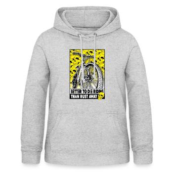 Style motard : le crâne rencontre le VTT - Sweat à capuche Femme - gris clair chiné - Devant - AI Model Female 172 light (172cm)