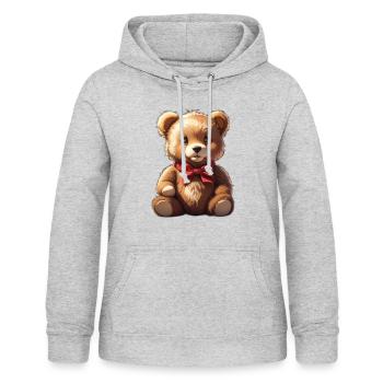 Teddybär - Frauen Hoodie - Hellgrau meliert - Vorne - AI Model Female 172 light (172cm)