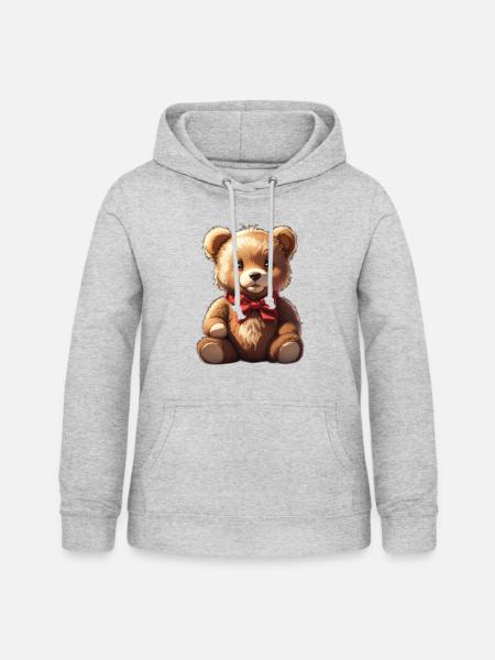 Teddybär - Frauen Hoodie - Hellgrau meliert