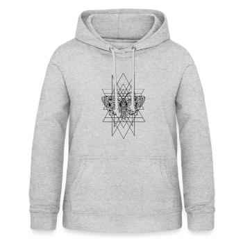 Motten Geometrie - Frauen Hoodie - Hellgrau meliert - Vorne - AI Model Female 172 light (172cm)