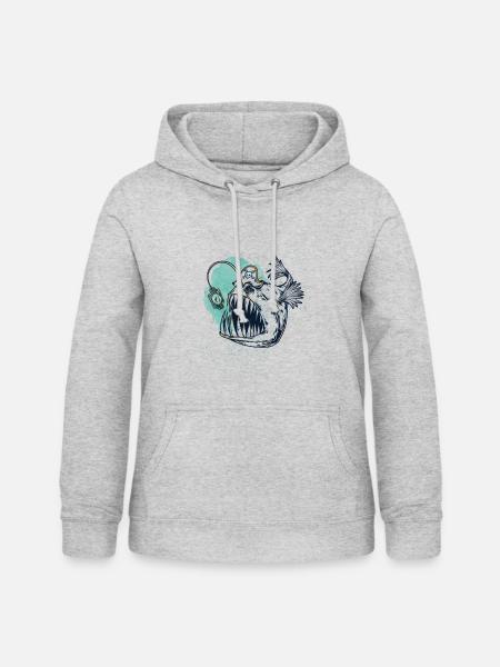 Tiefseeanglerfisch - Frauen Hoodie - Hellgrau meliert