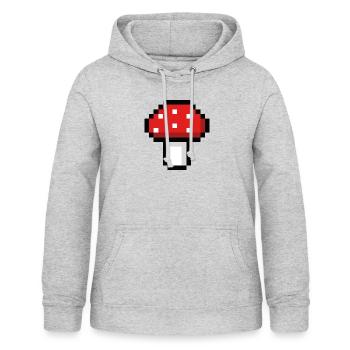 Champignon pixel - Sweat à capuche Femme - gris clair chiné - Devant - AI Model Female 172 light (172cm)