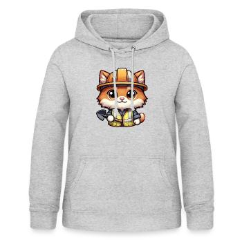 Mignon chat ouvrier de la construction - Sweat à capuche Femme - gris clair chiné - Devant - AI Model Female 172 light (172cm)
