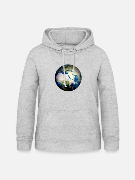 Planet Erde - Frauen Hoodie - Hellgrau meliert