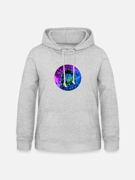 Galaxy Löwe mit Galaxy Design - Frauen Hoodie - Hellgrau meliert