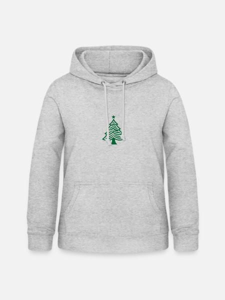 Grüner Weihnachtsbaum Christbaum oder Tannenbaum - Frauen Hoodie - Hellgrau meliert