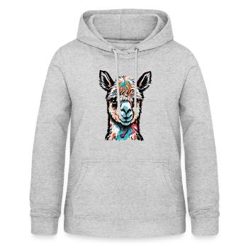 buntes Alpaka - Frauen Hoodie - Hellgrau meliert - Vorne - AI Model Female 172 light (172cm)