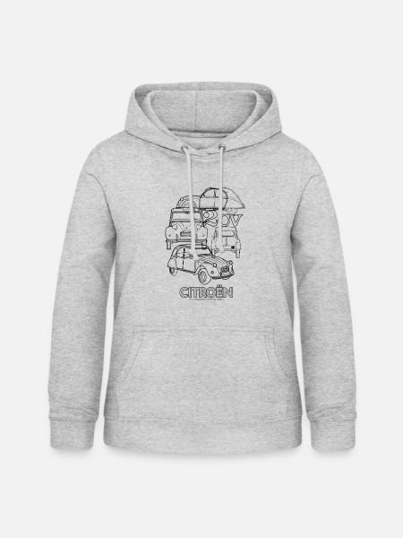 Citroën 2CV Ente Zeichnung - Frauen Hoodie - Hellgrau meliert