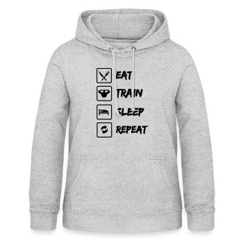 Eat Train Sleep Repeat - Frauen Hoodie - Hellgrau meliert - Vorne - AI Model Female 172 light (172cm)