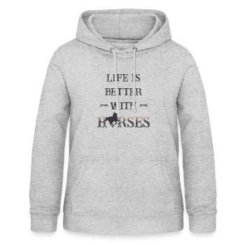 Life is better with horses - Frauen Hoodie - Hellgrau meliert - Vorne - AI Model Female 172 light (172cm)