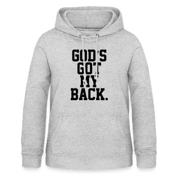 Götter haben meinen Rücken, Christ, Glaube, Jesus - Frauen Hoodie - Hellgrau meliert - Vorne - AI Model Female 172 light (172cm)