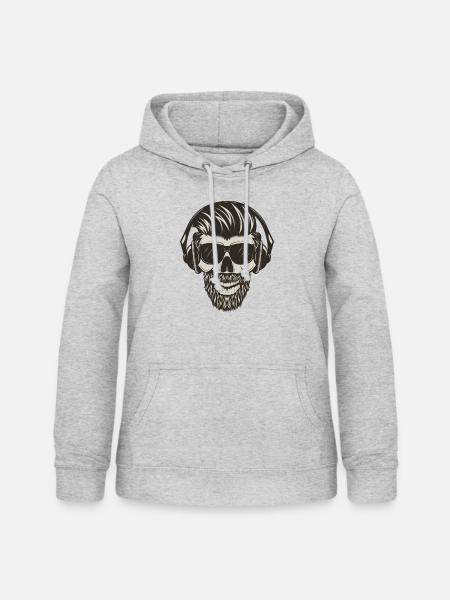 skull - Frauen Hoodie - Hellgrau meliert