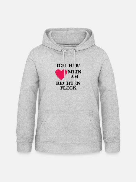 Herz am Rechten Fleck - Frauen Hoodie - Hellgrau meliert