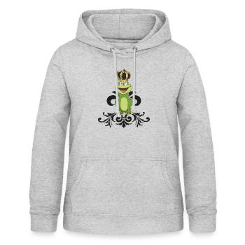 Frosch "Froschkönig" König Frosch am Froschteich - Frauen Hoodie - Hellgrau meliert - Vorne - AI Model Female 172 light (172cm)