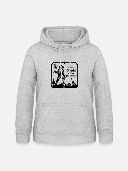 Nussknacker - Obacht vor´m Erzgebirge - Frauen Hoodie - Hellgrau meliert