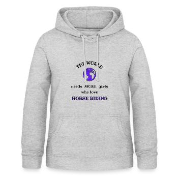 Die Welt braucht mehr Mädchen, die Reiten lieben - Frauen Hoodie - Hellgrau meliert - Vorne - AI Model Female 172 light (172cm)