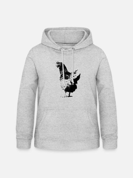 huhn - Frauen Hoodie - Hellgrau meliert