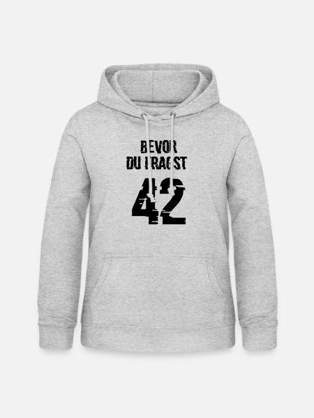 42 - Frauen Hoodie - Hellgrau meliert