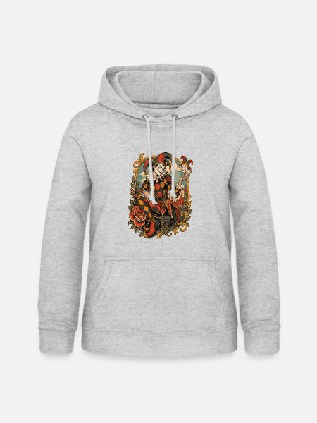 Harlekin der Commedia dell'Arte - Frauen Hoodie - Hellgrau meliert