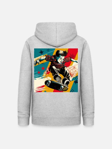 Skater Boy - Frauen Hoodie - Hellgrau meliert