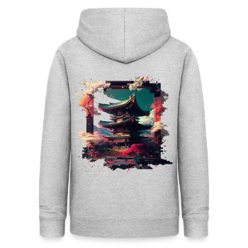 Japanese Building of Tranquility - Women's Hoodie - light heather grey - Back - AI Model Female 172 light (172cm)