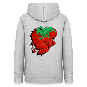 Erdbeere - Frauen Hoodie - Hellgrau meliert - Hinten - AI Model Female 172 light (172cm)
