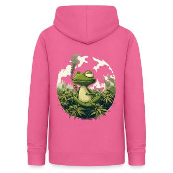 Frog in Lotus Position with Joint - Weed Frog Design - Women's Hoodie - pink - Back - AI Model Female 172 light (172cm)