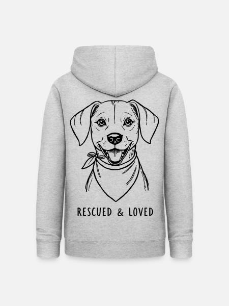 Rescued & Loved Dog - Frauen Hoodie - Hellgrau meliert