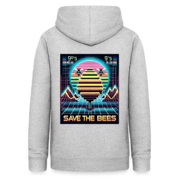 Sauvetage des abeilles rétro-futuriste (Save the Bees) - Sweat à capuche Femme - gris clair chiné - Dos - AI Model Female 172 light (172cm)
