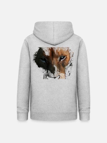 Löwe - Frauen Hoodie - Hellgrau meliert