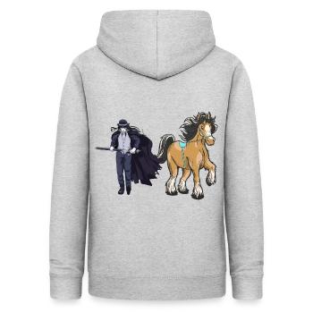 Märchenfigur Märchen Schwertkämpfer Pferd Ross - Frauen Hoodie - Hellgrau meliert - Hinten - AI Model Female 172 light (172cm)