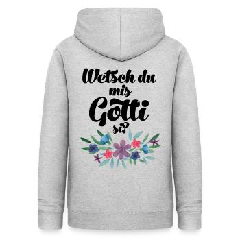 Wetsch du mis Gotti fragen Patentante fragen - Frauen Hoodie - Hellgrau meliert - Hinten - AI Model Female 172 light (172cm)