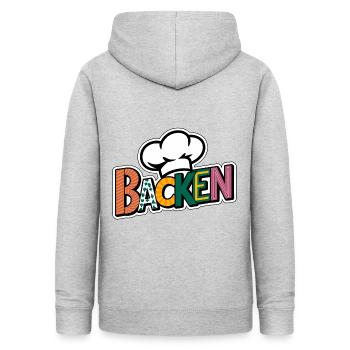 Backen mein Hobby - buntes Bäckermotiv - Frauen Hoodie - Hellgrau meliert - Hinten - AI Model Female 172 light (172cm)