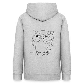 skeptical eagle owl (white eyes) - Women's Hoodie - light heather grey - Back - AI Model Female 172 light (172cm)