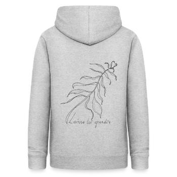 "Laisse toi grandir" - Sweat à capuche Femme - gris clair chiné - Dos - AI Model Female 172 light (172cm)