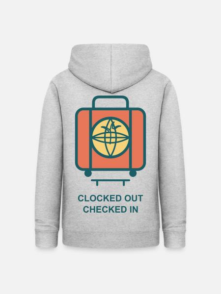 Clocked Out Checked In Koffer - Frauen Hoodie - Hellgrau meliert
