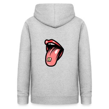 Pappe Acid Lsd Drogen Zunge Techno Rave Festival - Frauen Hoodie - Hellgrau meliert - Hinten - AI Model Female 172 light (172cm)