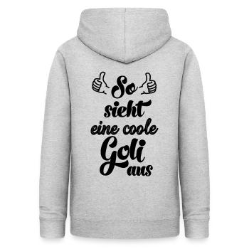 So sieht eine coole Goli aus Taufgoli Patentante - Frauen Hoodie - Hellgrau meliert - Hinten - AI Model Female 172 light (172cm)