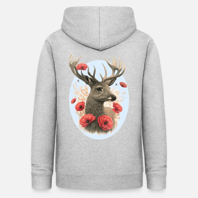 Hjort - Dame hoodie - lysegrå meleret