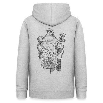 hand spray ZERO bw - Frauen Hoodie - Hellgrau meliert - Hinten - AI Model Female 172 light (172cm)