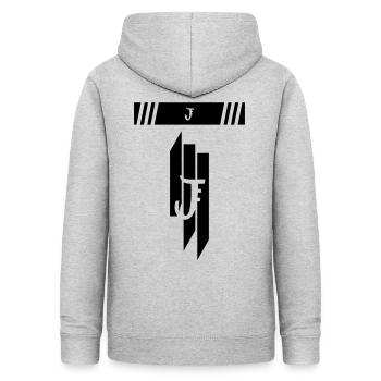 J - Frauen Hoodie - Hellgrau meliert - Hinten - AI Model Female 172 light (172cm)